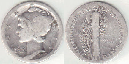 1917 S USA silver 10 Cents (Dime) A001438